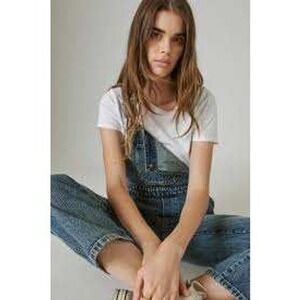 Lucky Brand Boyfriend Overall‎ Womens Size M Blue Denim Medium Wash Straight Leg